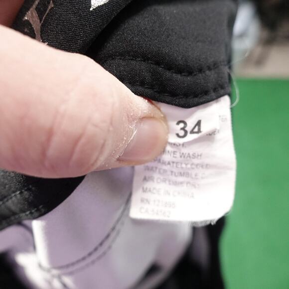 Affliction Board Shorts Mens 34 Black Gothic Print Swim Trunks Lace Up Stretch - Picture 12 of 15